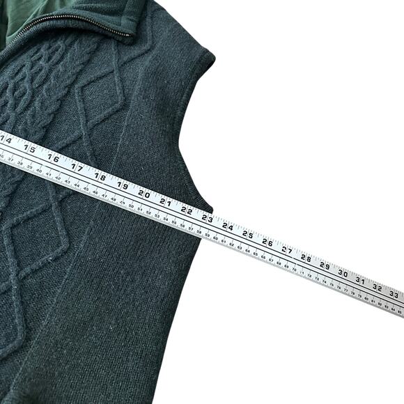 Carraig Donn Sweater Vest Men’s Large Green Cable Knit Sleeveless Full Zip Wool - Picture 9 of 11